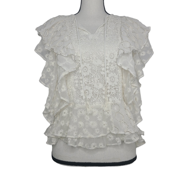 Anthropologie Tops - Anthropologie Verb Pallavi Singhee Ruffle Top Ivory Medium